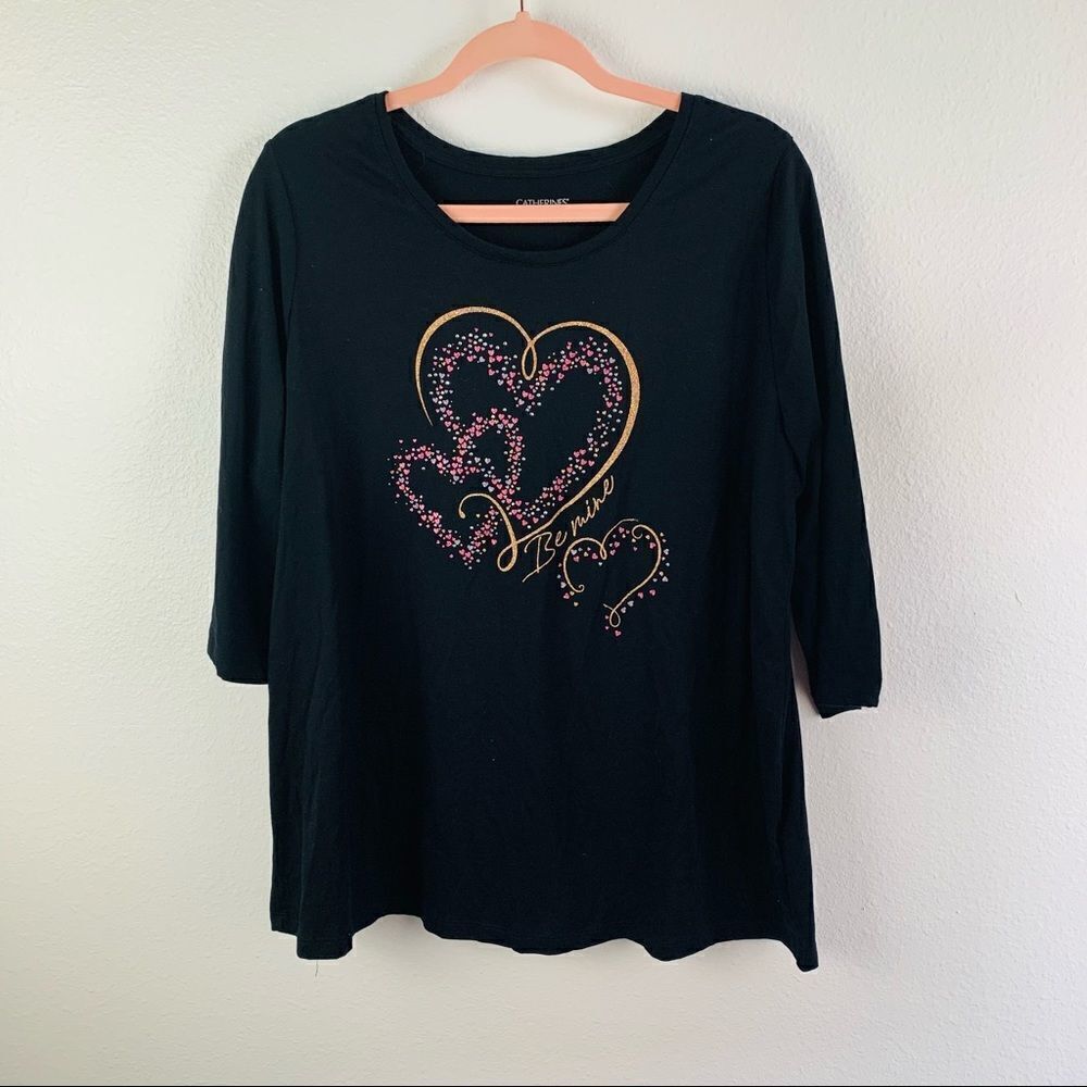 Catherine’s 3/4 Sleeve Be Mine Heart Tee‎